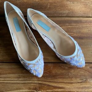 Betsey Johnson Leah Ivory Floral Embroidered Flats